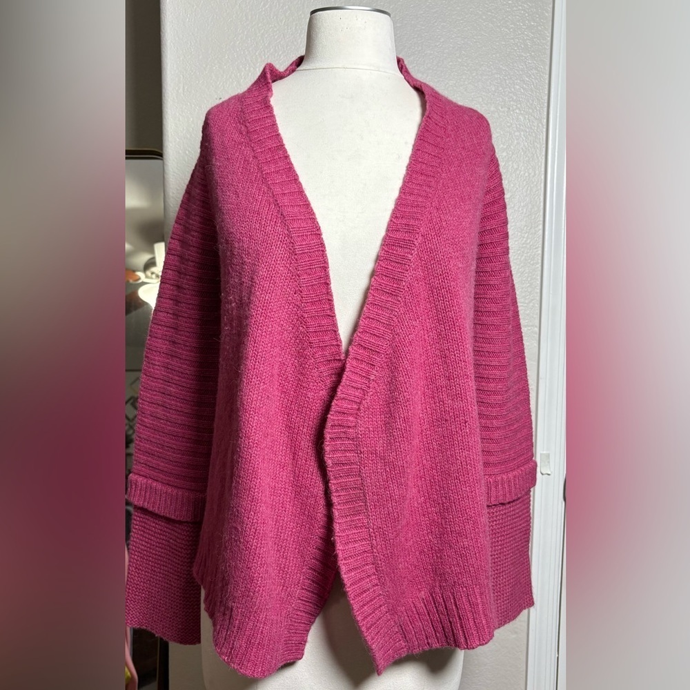 Zadig & Voltaire Vibrant Pink Wrap Open Front Cardigan. Alpaca/Lambswool. M